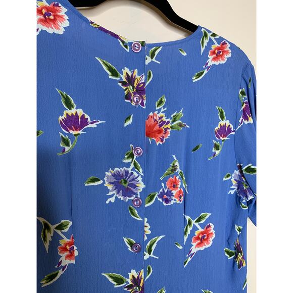 Vintage Worthington Chiffon Flowy Midi Dress Blue Sz 14 Large - Picture 8 of 9